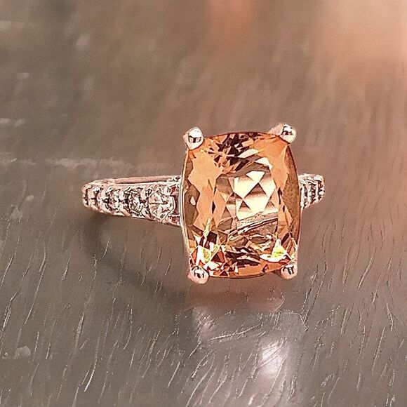 Natural Morganite Diamond Ring Size 6.25 14k Gold 5.26 TCW Certified $6,950 215 - Picture 1 of 15